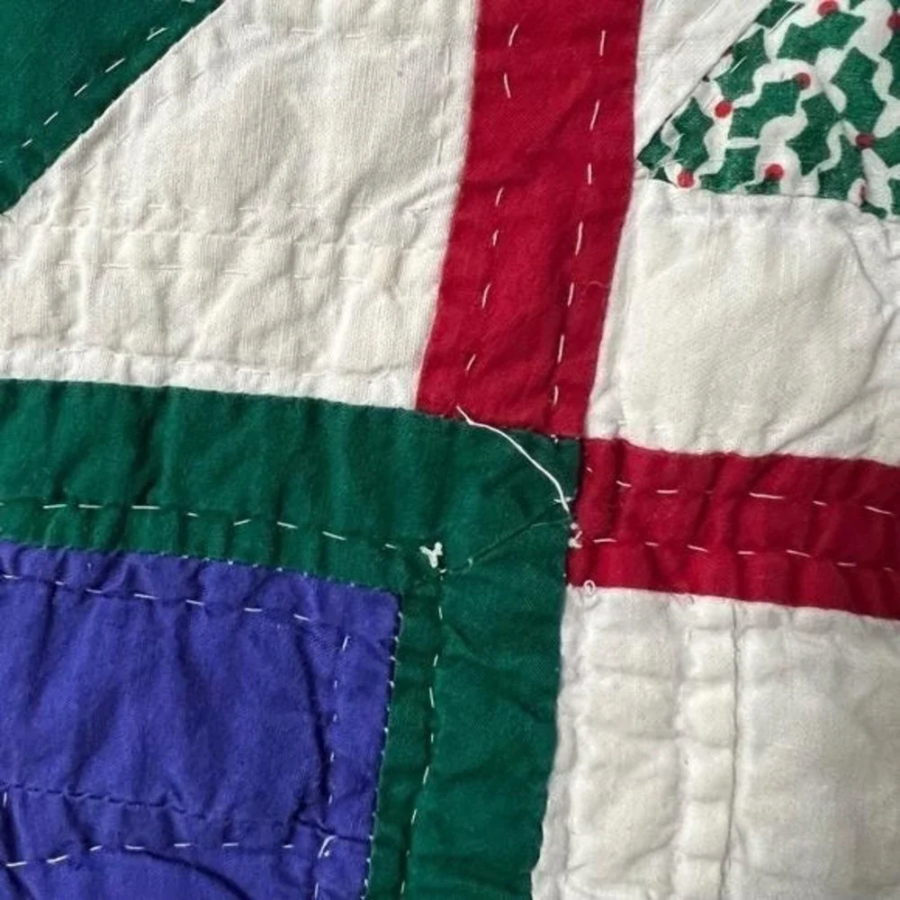 Folk Art Winter Village Appliqué Quilt Handmade Cottagecore 50x57‎
